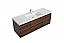 Aurora 60" Smokey Walnut Wall Hung Single Sink Bathroom Vanity with White Acrylic Countertop