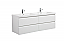 Aurora 60" Glossy Polar White Wall Hung Double Sink Bathroom Vanity with White Acrylic Countertop