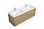 Aurora 60" Sonoma Oak Wall Hung Double Sink Bathroom Vanity with White Acrylic Countertop