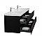 Aurora 72" Matte Midnight Black Wall Hung Double Sink Bathroom Vanity with White Acrylic Countertop