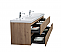 Aurora 84" Sonoma Oak Wall Hung Double Sink Bathroom Vanity with White Acrylic Countertop