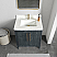 Issac Edwards 30" Free-standing Single Bath Vanity in Washed Blue with White Grain Composite Stone Top and Mirror