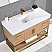 Issac Edwards 48" Single Bathroom Vanity in Light Brown with Brushed Gold Support Base and White Composite Stone Countertop with Mirror