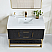 Issac Edwards 42" Single Bathroom Vanity in Black Oak with Brushed Gold Support Base and White Composite Stone Countertop with Mirror