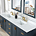 Issac Edwards 84" Double Bathroom Vanity Set in Classic Blue with Grain White Composite Stone Countertop with Mirror