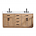 Issac Edwards 72" Double Bathroom Vanity in Light Brown with Grain White Composite Stone Countertop with Mirror