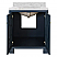 Issac Edwards 34.75" Single Bathroom Vanity in Matte Navy Lacquer with Cane Front Doors, White Marble Top, Porcelain Sink, and Polished Brass