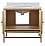 Issac Edwards 36.5" Single Bathroom Vanity in Cerused Oak and Antique Brass with White Marble Top, Porcelain Sink, and Lucite/Antique Brass Pulls