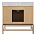 Issac Edwards 36.5" Single Bathroom Vanity in Cerused Oak and Antique Brass with White Marble Top, Porcelain Sink, and Lucite/Antique Brass Pulls