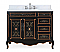 42 Inch Black Hand-Painted Floral Adelina Bathroom Vanity With Side Drawers, with Backsplash option and Mirror