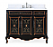 42 inch Black Hand-Painted Floral Adelina Side Cabinet Bathroom Vanity