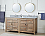 72 Inch Natural Wood Artisan Style Double Sink Adelina Bathroom Vanity with Backsplash 