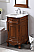  19 inch Single Bathroom Vanity in Teak with Ivory White Engineered Marble