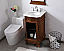  19 inch Single Bathroom Vanity in Teak with Ivory White Engineered Marble