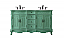 60 inch Adelina Double Bathroom Vanity in Vintage Mint with Ivory White Marble