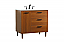 36 inch Modern Fitting Bathroom Vanity in Teak with Backsplash Option