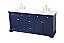  72 inch Double Bathroom Vanity in Blue with Three Finish Options