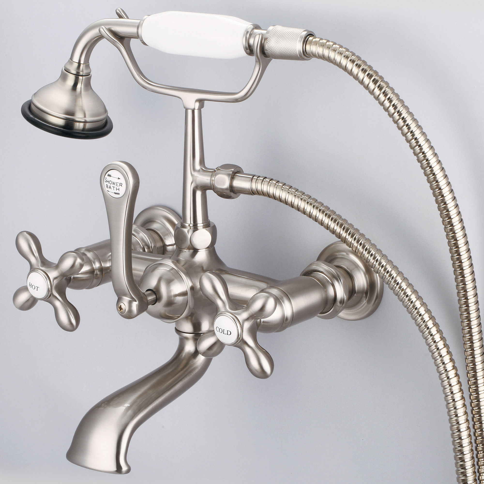 Wall Mounted Handheld Shower Holder with Integrated Hose Connection in Polished Chrome Finish