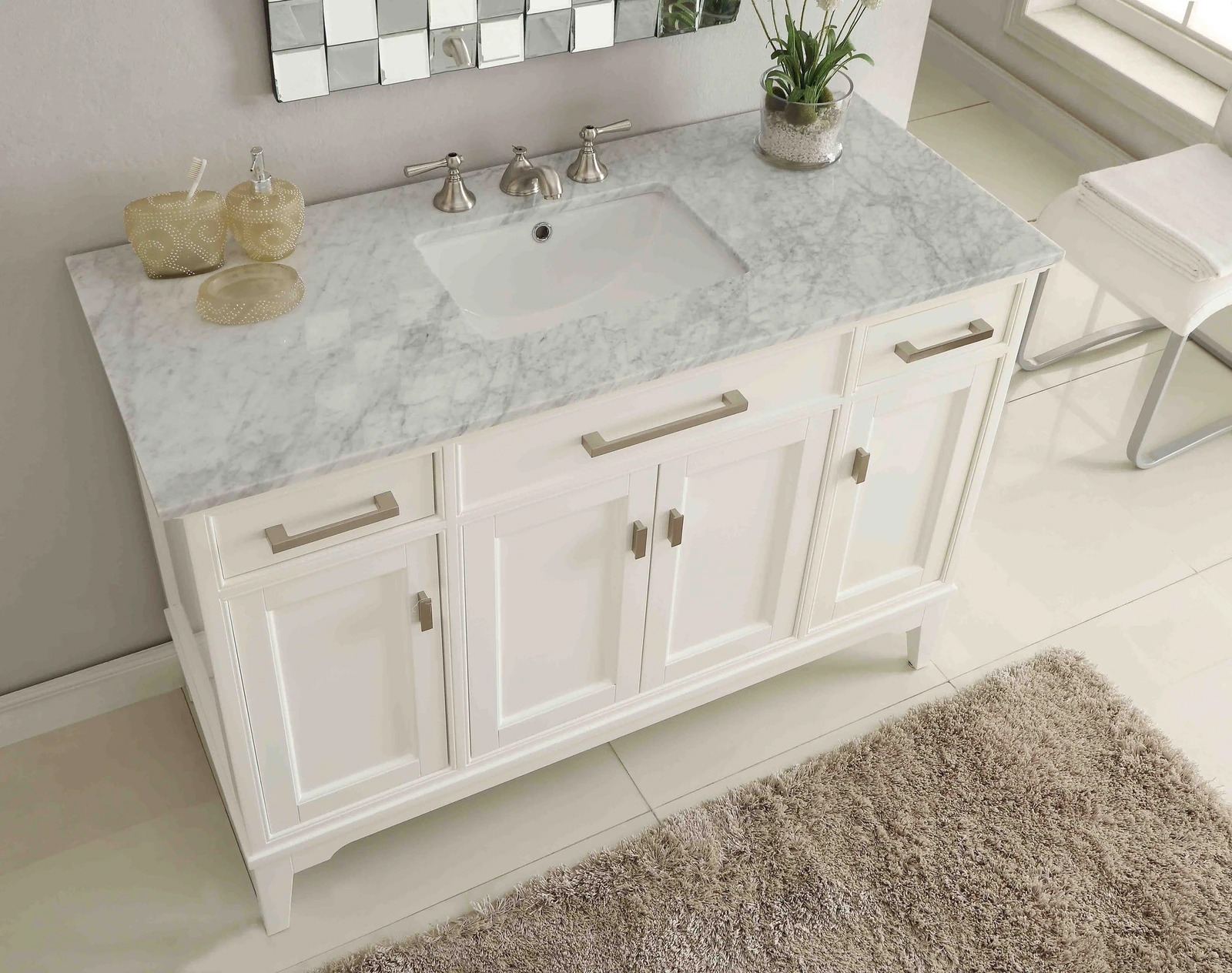Vanity With Marble Top For Bathroom