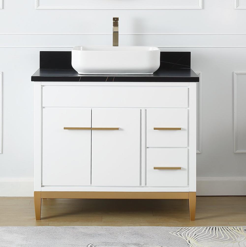 Modern small vessel sink and vanity combo