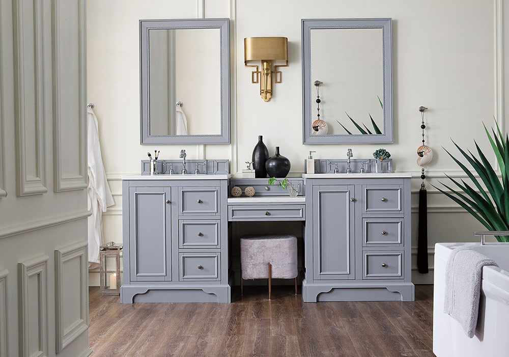 Bathroom Vanity Table On Dark Grey Floors