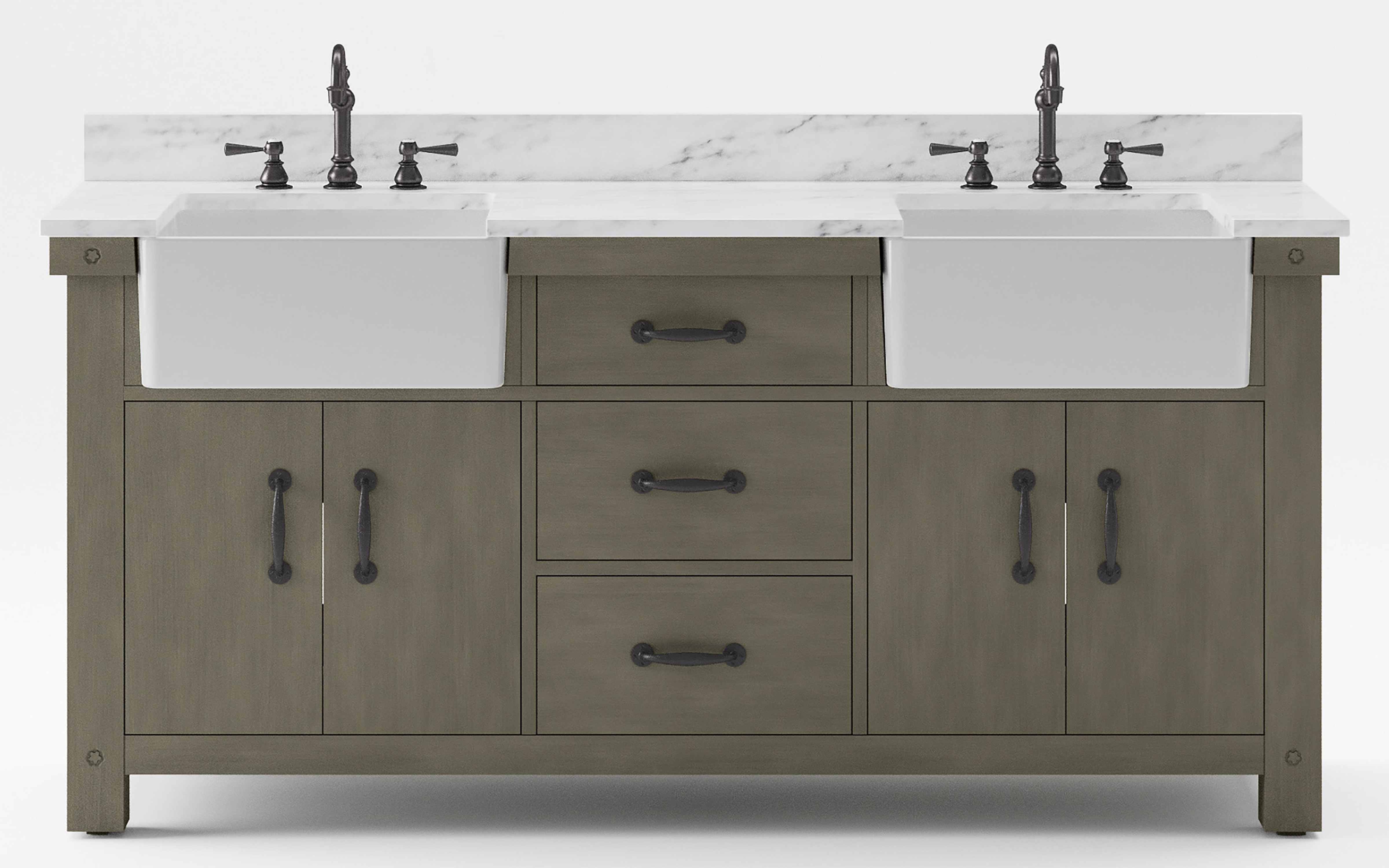 Farmhouse 72 in Double Sink Bathroom Vanity in Grey