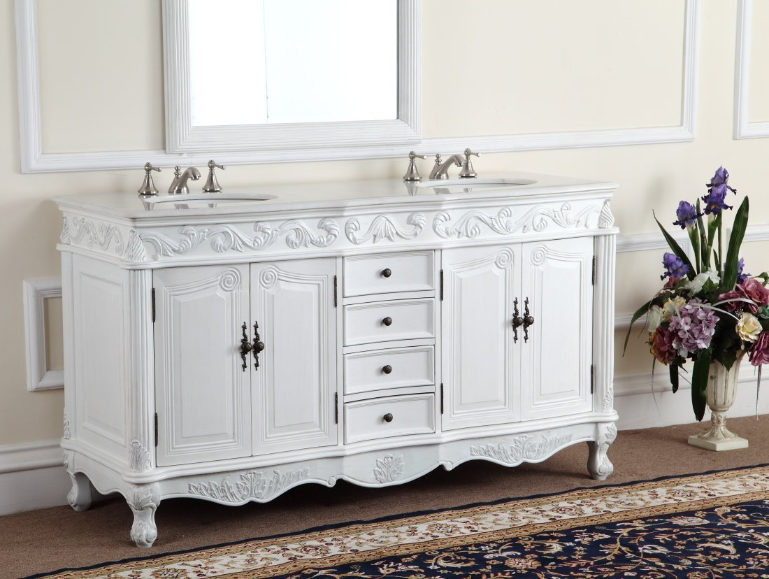 Bathroom Vanity 57 Inches Wide White Color