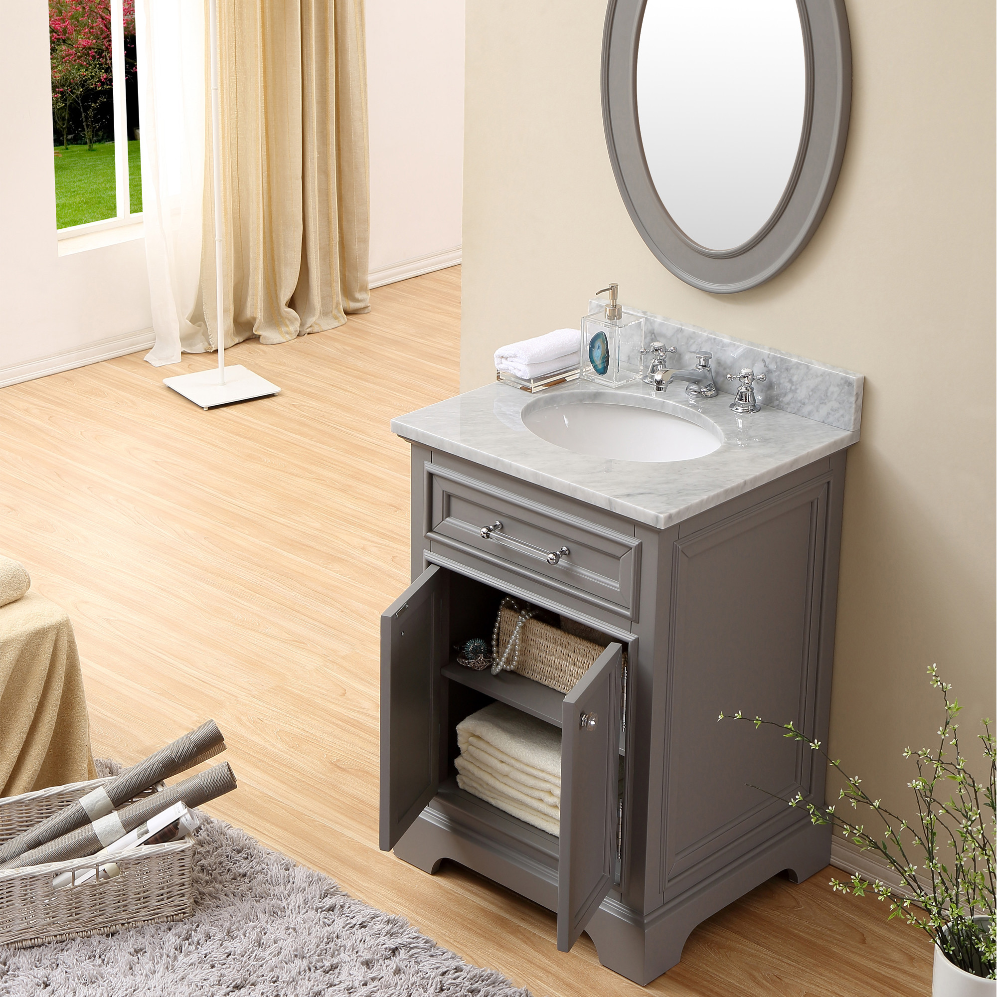 Water Creation Madalyn24 24 Inch Solid Wood Single Sink Bathroom Vanity