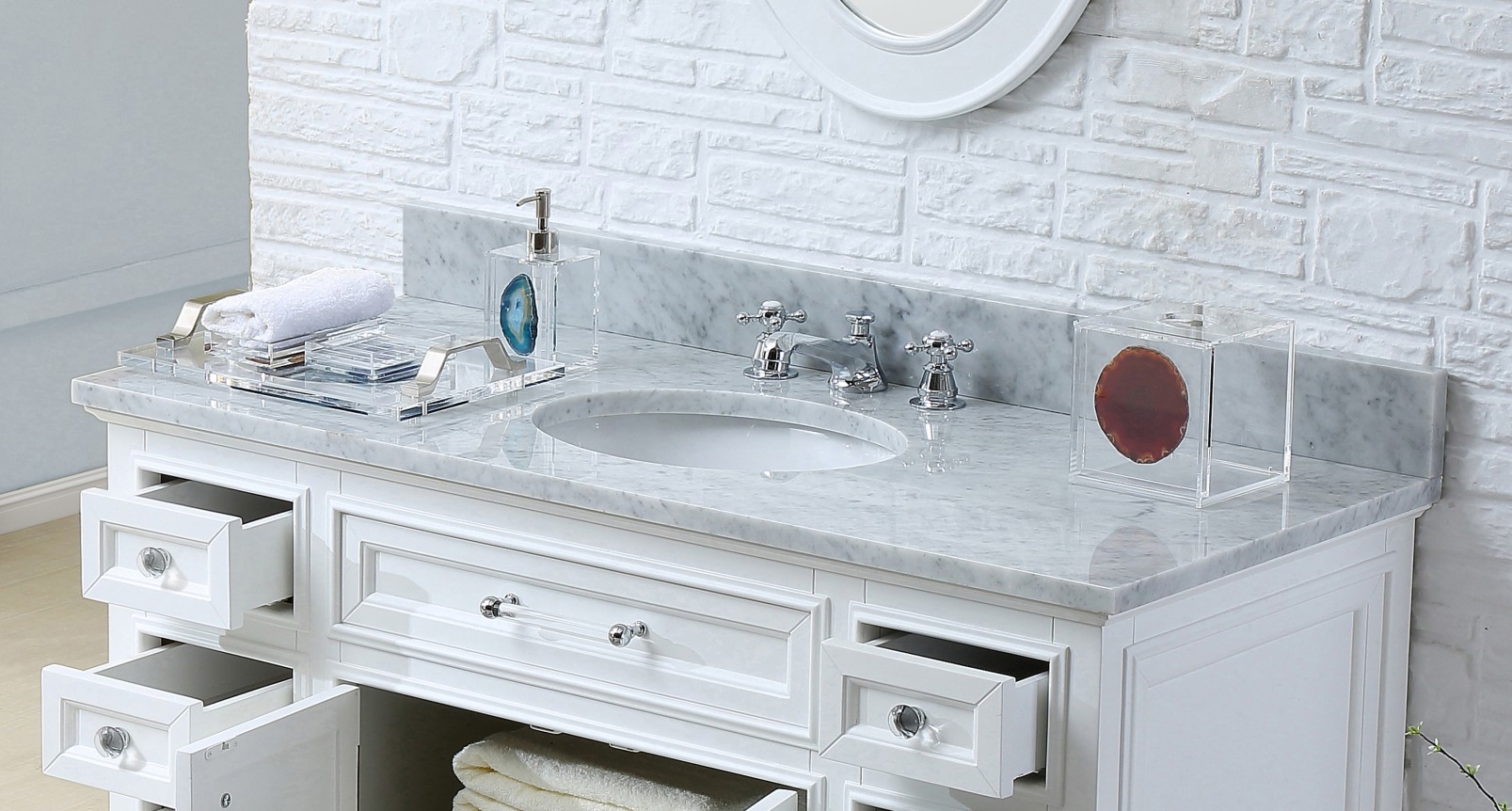 48 Inch Marble Backsplash For Bathroom Vanity