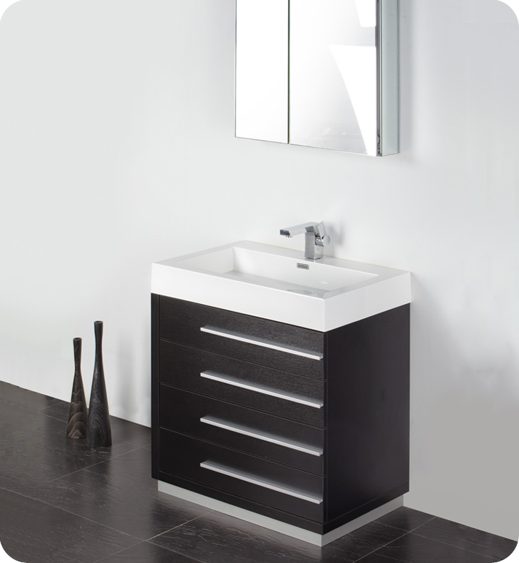 30 Black Modern Bathroom Vanity With Faucet Medicine Cabinet And