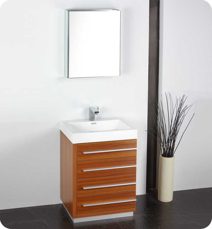 Fresca Livello 24 in. Teak Modern Bathroom Vanity with Medicine Cabinet