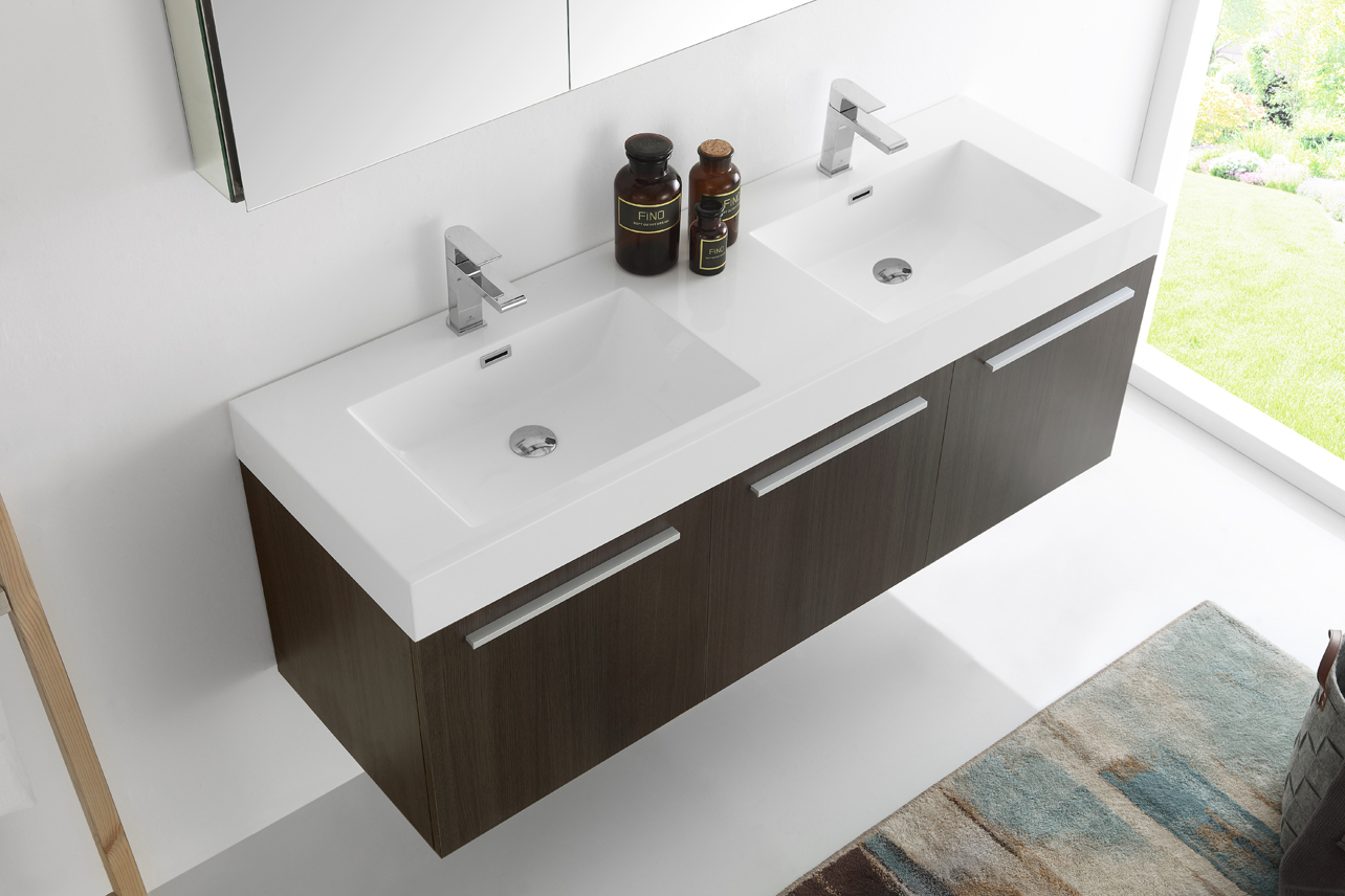 solid surface double bathroom sink