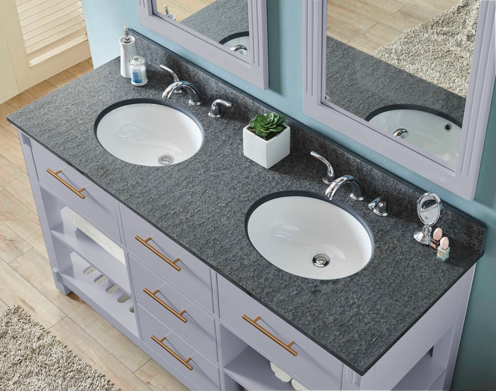 outlet placement bathroom double sink granite