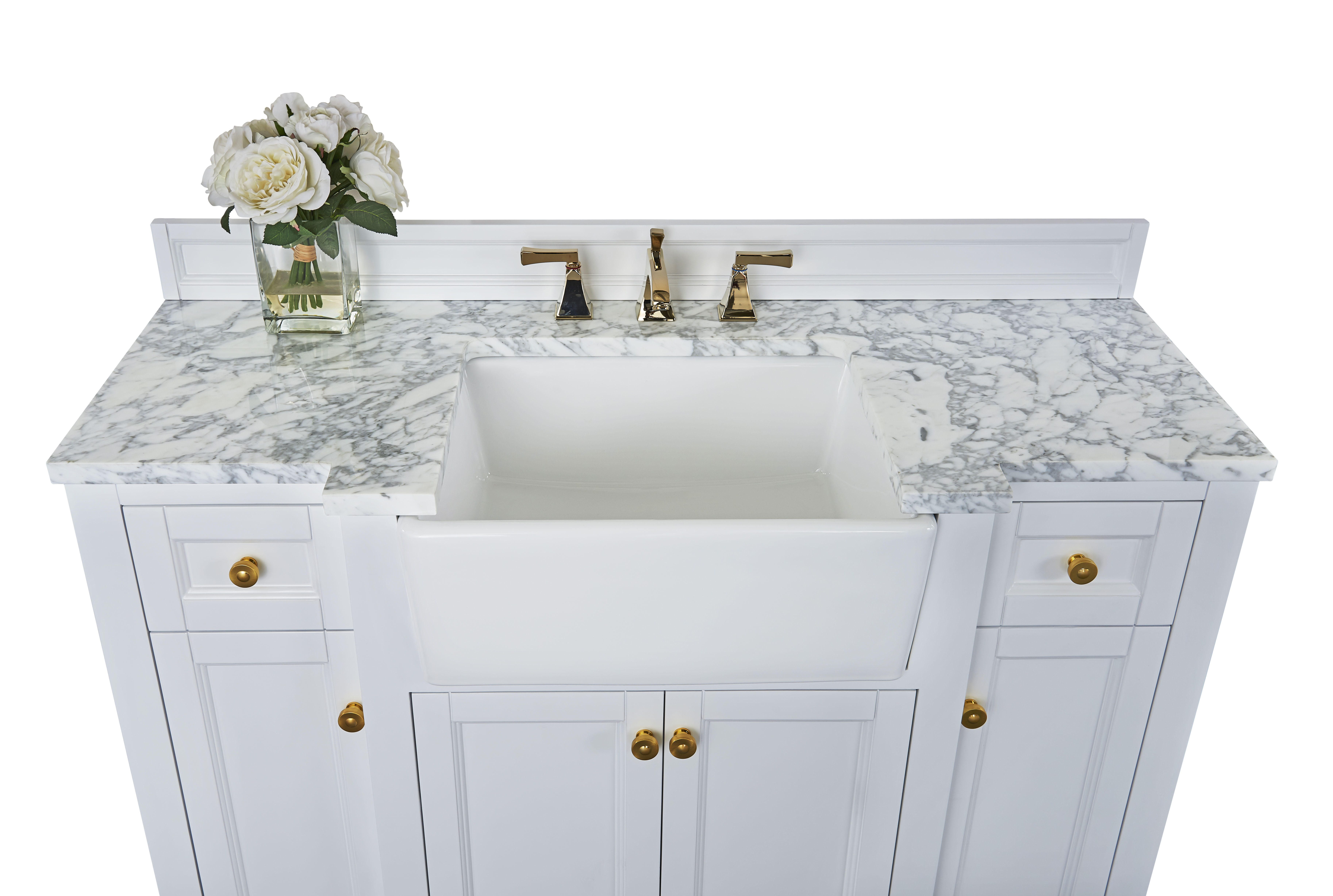 36 Wide Pure White Single Sink Carrara Marble Bathroo - vrogue.co