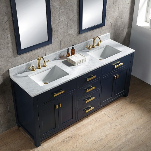 72 Monarch Blue Double Sink Bathroom Vanity