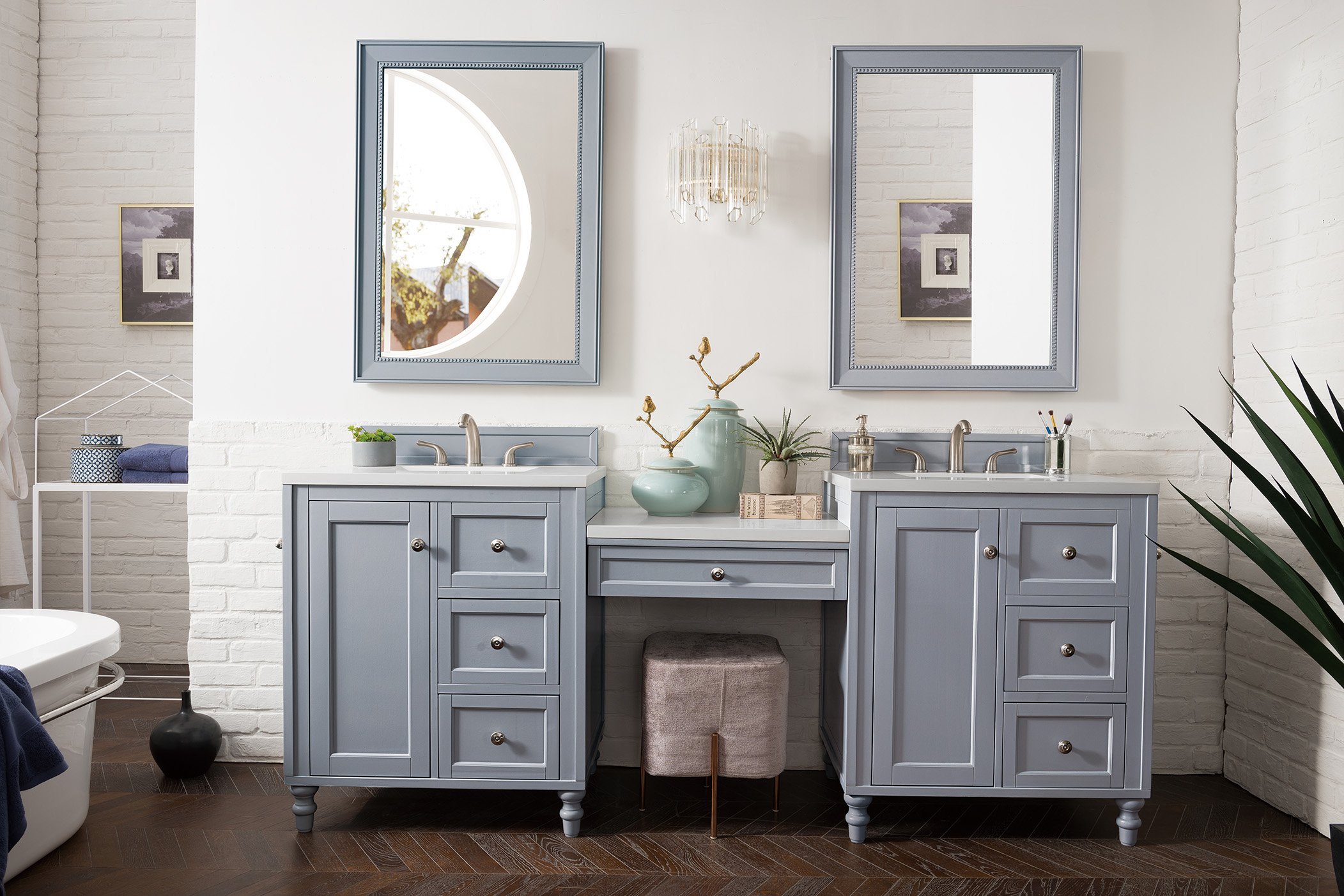 Bathroom Vanity With Center Make Up Table