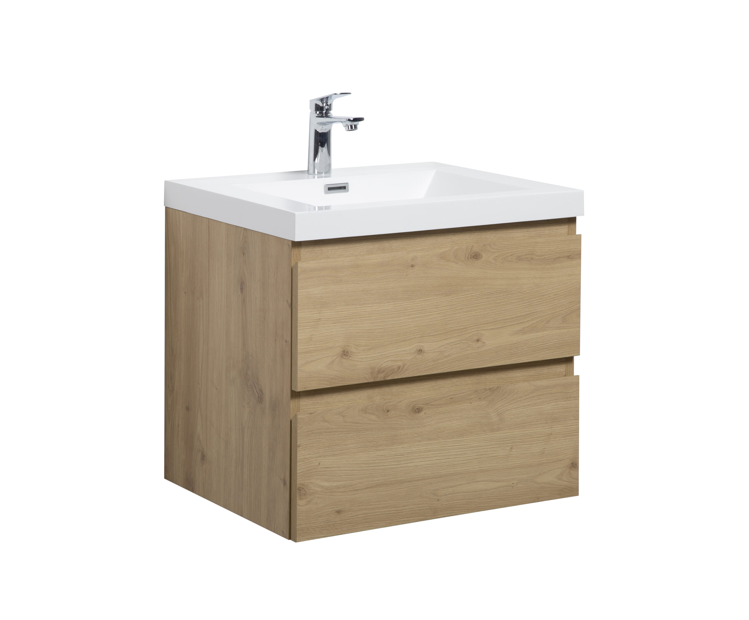 Aurora 24" Sonoma Oak Wall Hung Bathroom Vanity with White Acrylic Countertop