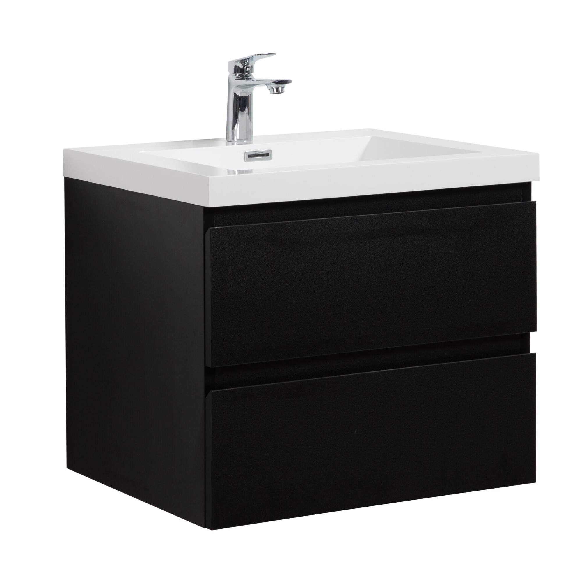 Aurora 30" Matte Midnight Black Wall Hung Bathroom Vanity with White Acrylic Countertop