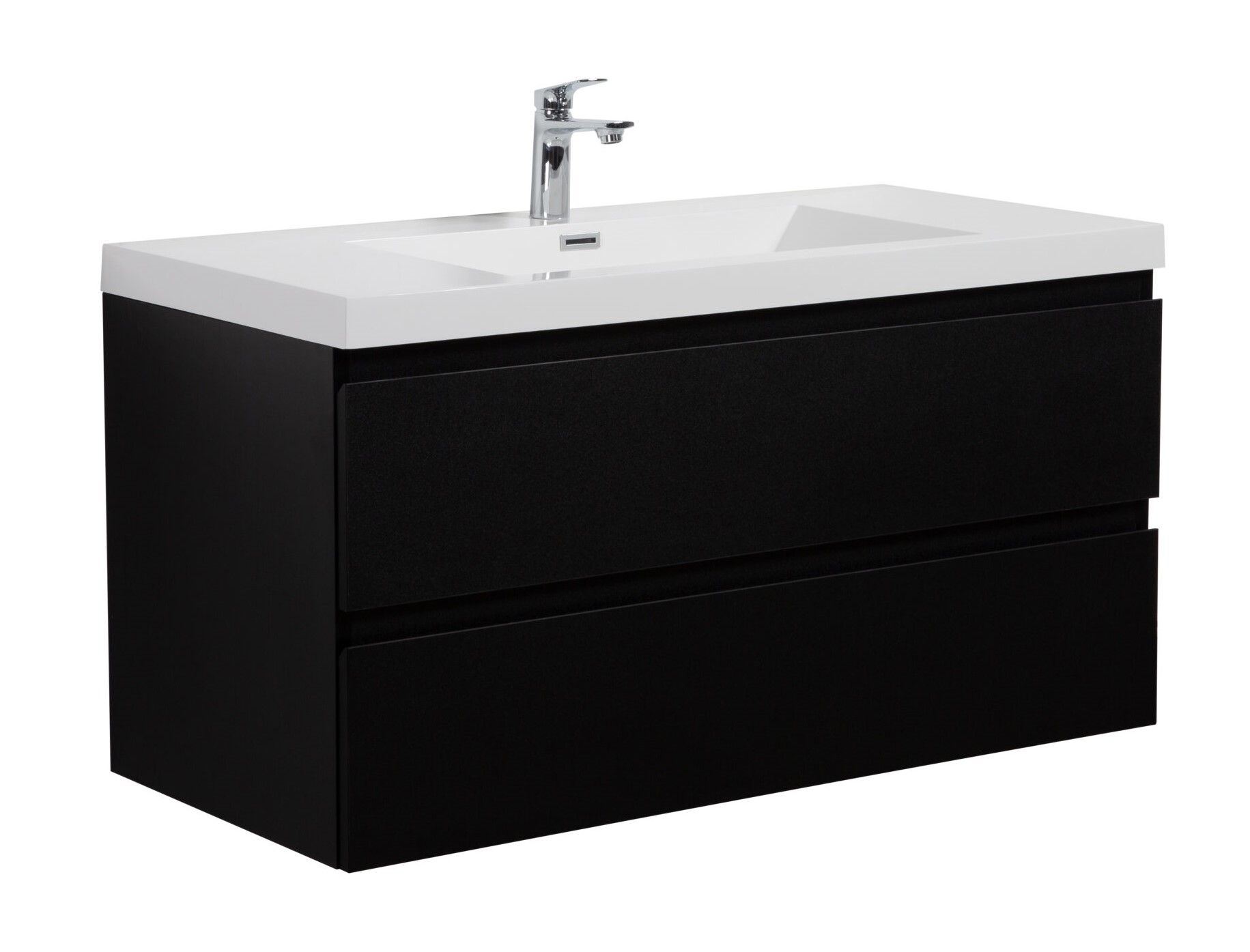 Aurora 42" Matte Midnight Black Wall Hung Bathroom Vanity with White Acrylic Countertop