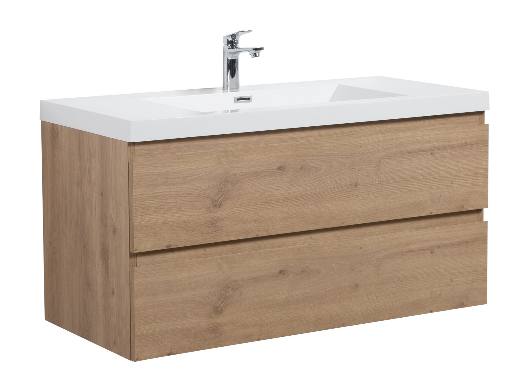 Aurora 42" Sonoma Oak Wall Hung Bathroom Vanity with White Acrylic Countertop