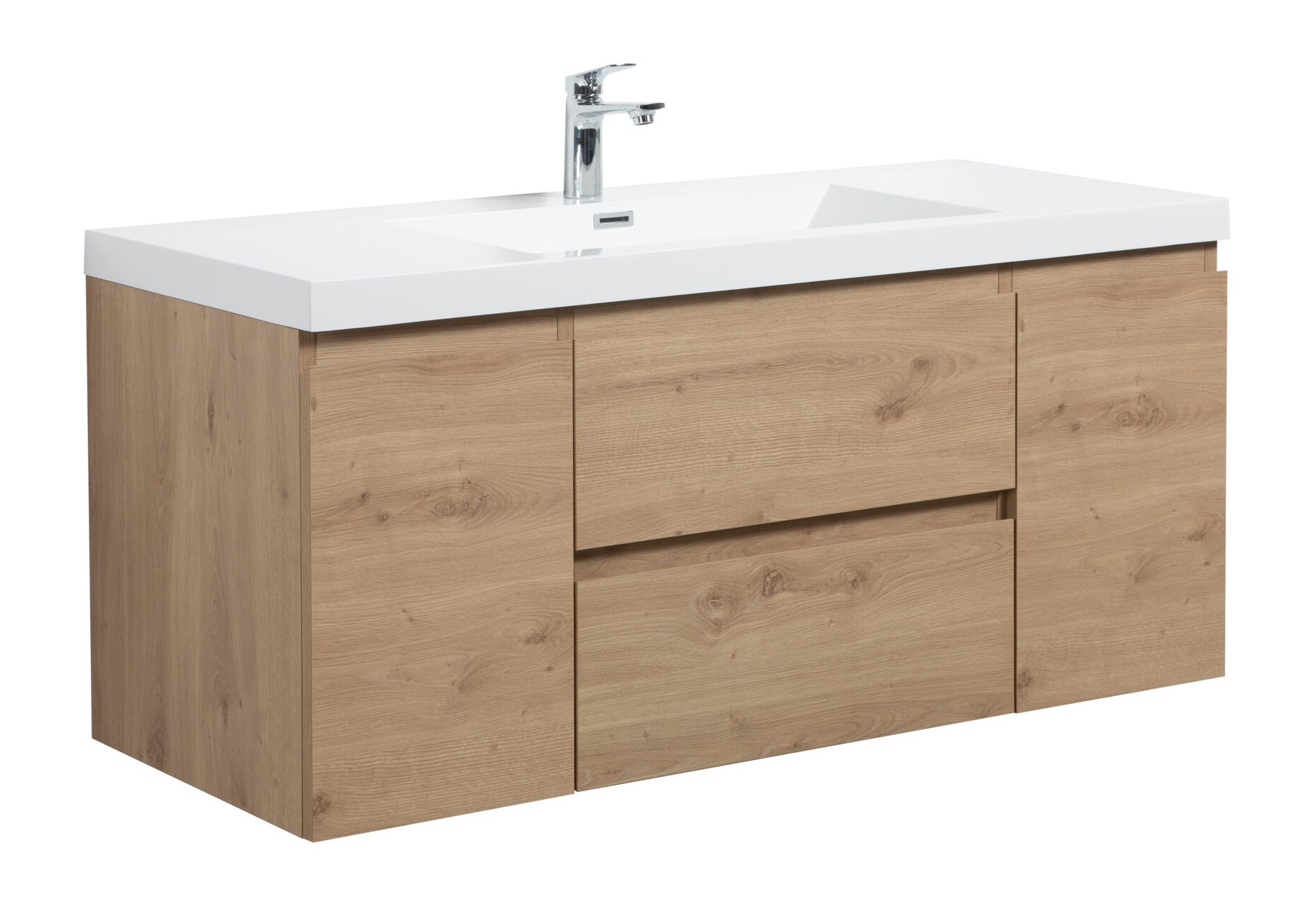 Aurora 48" Sonoma Oak Wall Hung Bathroom Vanity with White Acrylic Countertop