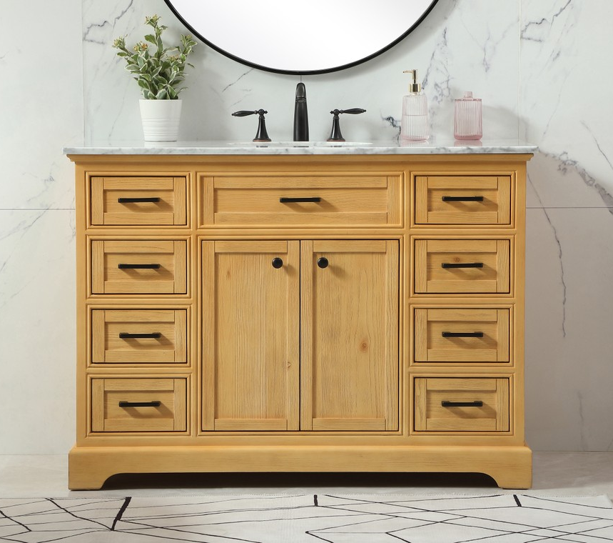 48 inch Modern Fitting Single Bathroom Vanity in Natural Wood