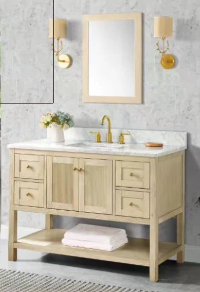 49 Inch Adelina Natural Wood with a medium Brown Shade Freestanding Bathroom Vanity with Backsplash Option 