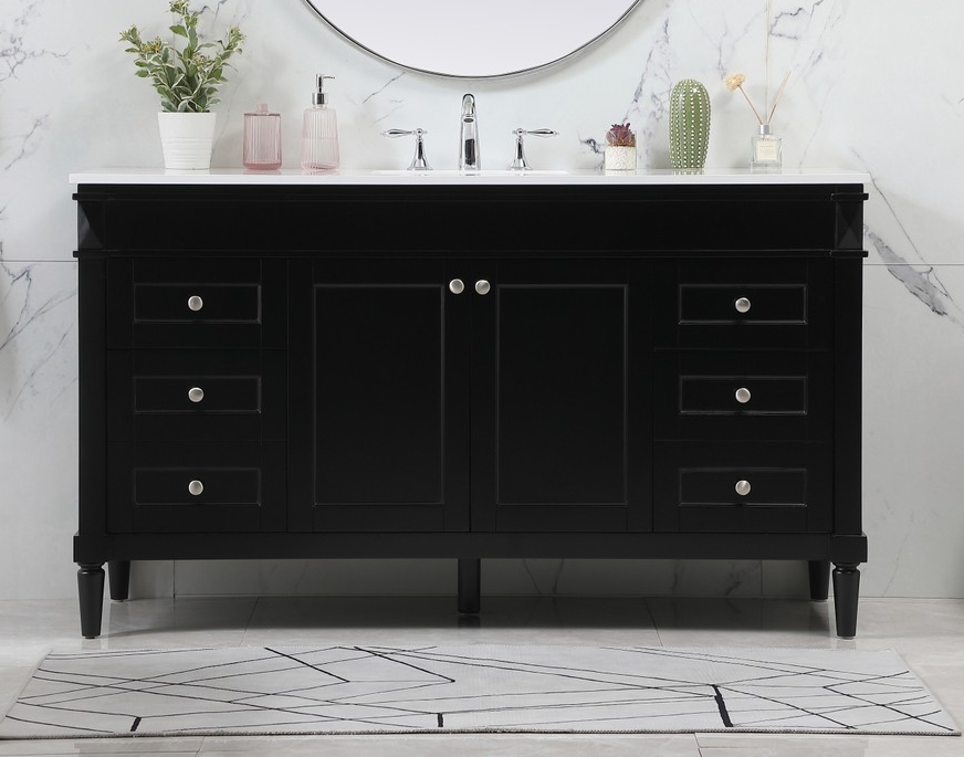 60 inch Modern Fitting Single bathroom Vanity in Black