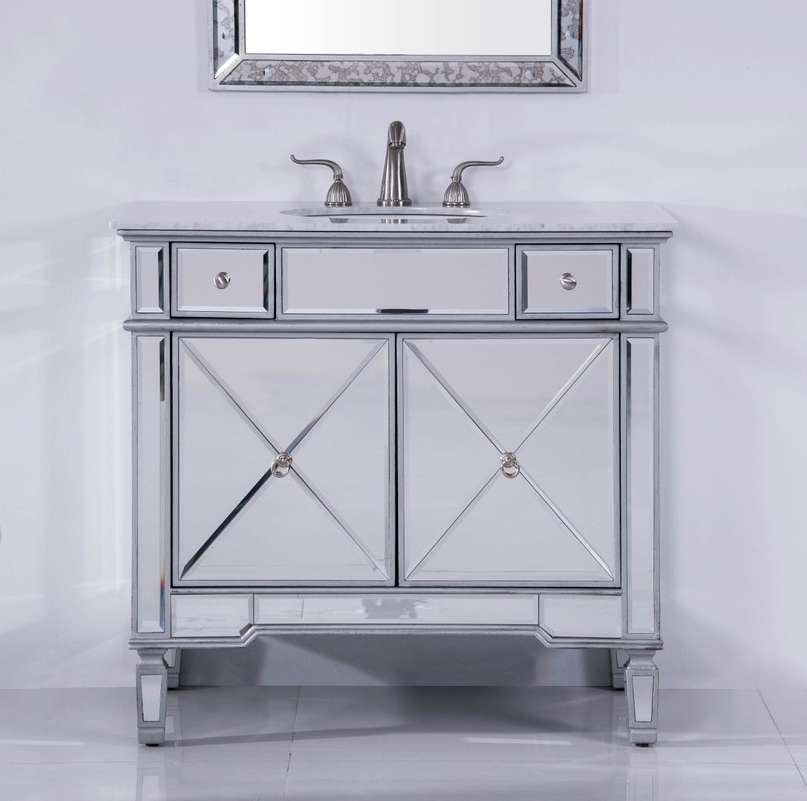 36 In. Single Bathroom Vanity in Clear Mirror Finish