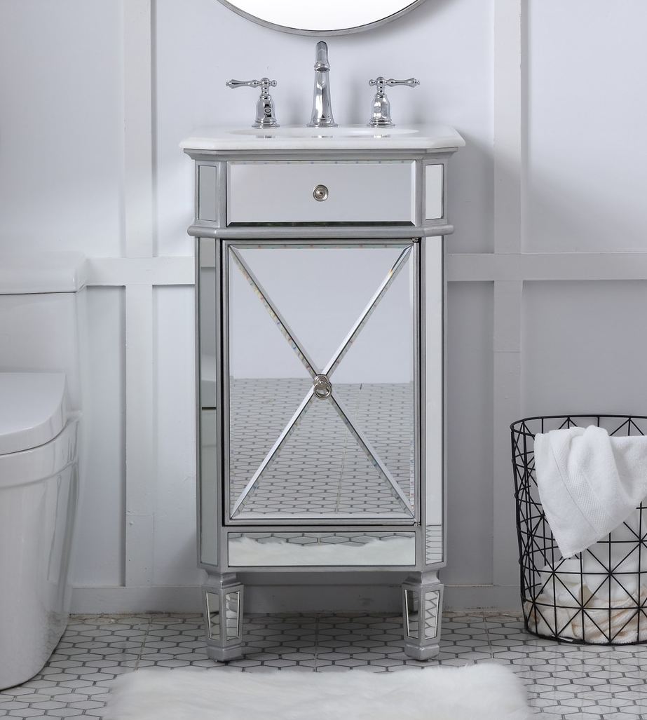 19 in. Single Bathroom Vanity Set in Antique Silver 