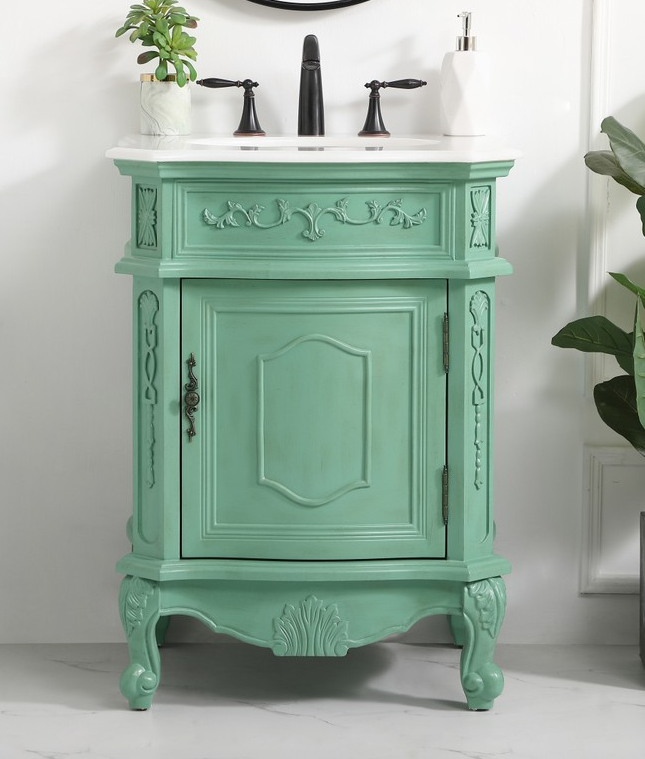 24 inch Single Bathroom Vanity in Vintage Mint