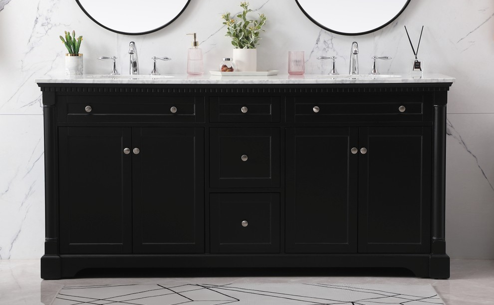 72 inch Double Bathroom Vanity set in Black