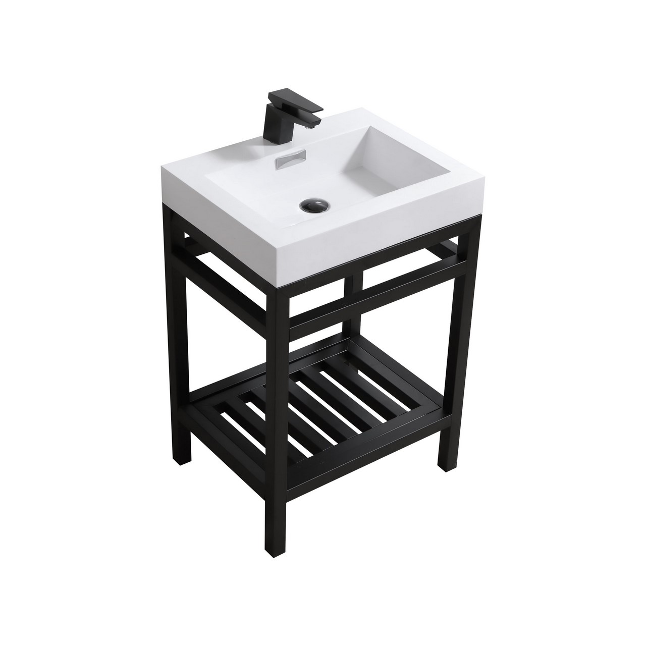 Modern Lux 24" Stainless Steel Console with Acrylic Sink - Matte Black 