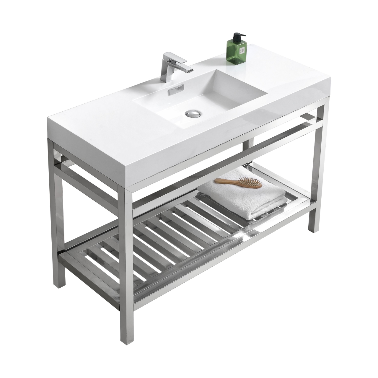 Modern Lux 48" Stainless Steel Console with Acrylic Sink - Chrome  